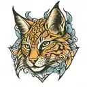 lynx head in rhombus  tattoo design idea