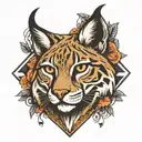 lynx head in rhombus  tattoo design idea