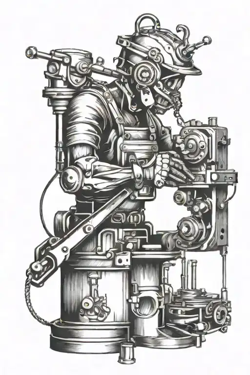 metal worker cad design machinist tattoo design idea