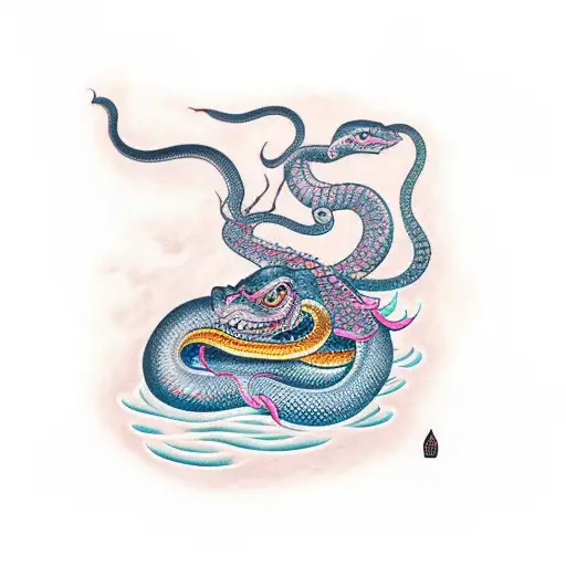 ouroborus infinite snake eating own body  tattoo design idea
