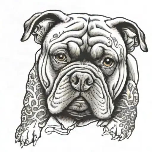 American bully dog tattoo design idea