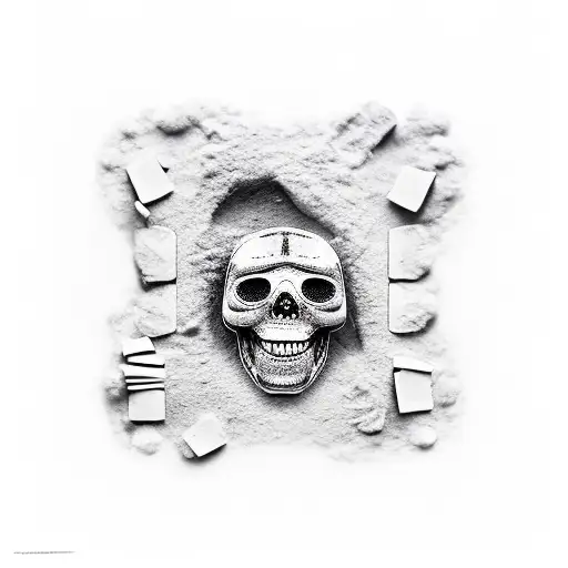 Tony Montana sitting on the table with cocaine writing on the table see no evil, hear no evil, speak no evil tattoo design idea