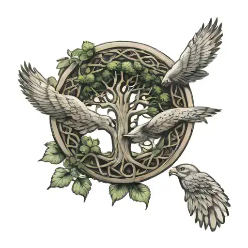Celtic tree of life Celtic knot polish falcon tattoo design idea