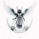 ancient greek death angel with an auroboros tattoo design idea