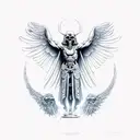 ancient greek death angel with an auroboros tattoo design idea