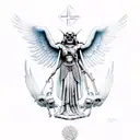 ancient greek death angel with an auroboros tattoo design idea