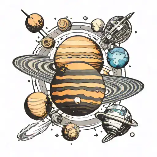 solar system in order but jupiter keeps its moons  tattoo design idea