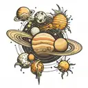 solar system in order but jupiter keeps its moons  tattoo design idea