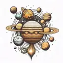 solar system in order but jupiter keeps its moons  tattoo design idea