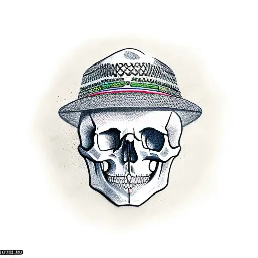 skull with sombrero hat  tattoo design idea