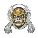 A lucha libre wrestler with a gorilla mask and jiujitsu gear tattoo design idea