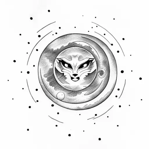 moon with halo around top  tattoo design idea