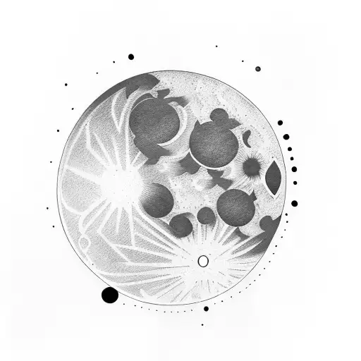 moon with halo tattoo design idea