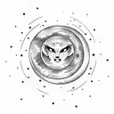 moon with halo around top  tattoo design idea