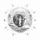 moon with halo around top  tattoo design idea