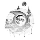 moon with halo around top  tattoo design idea