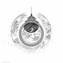 moon with halo around top  tattoo design idea