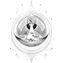 moon with halo around top  tattoo design idea
