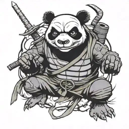 ninja panda blended with teenage mutant ninja turtles  tattoo design idea