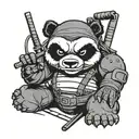 ninja panda blended with teenage mutant ninja turtles  tattoo design idea