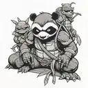 ninja panda blended with teenage mutant ninja turtles  tattoo design idea