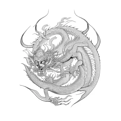 sun wukong dragon flower tattoo design idea