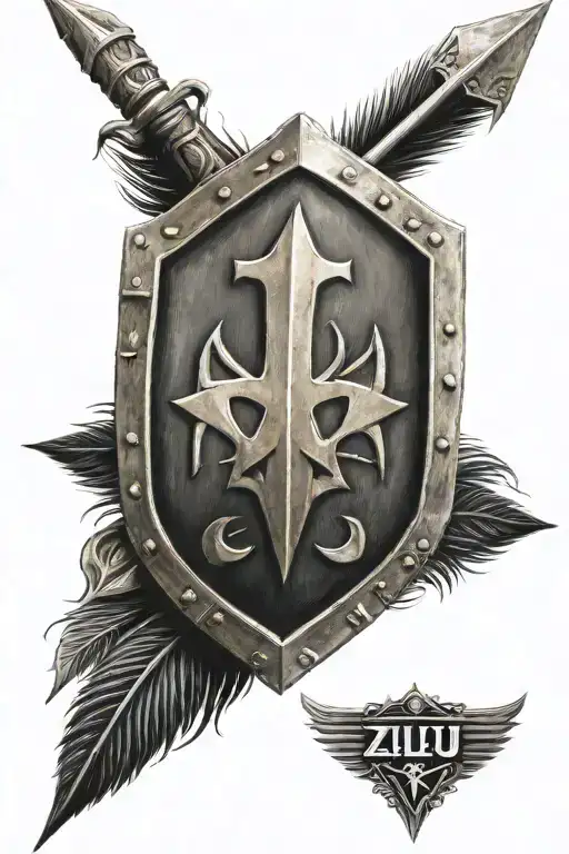 zulu shield with spears tattoo design idea