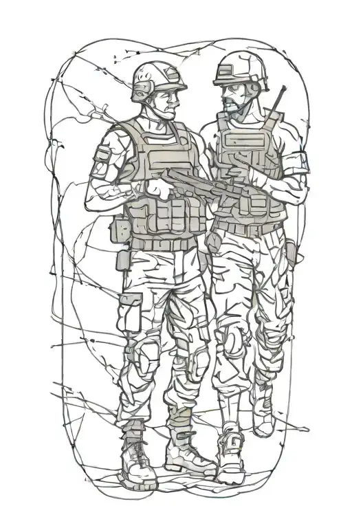 grunge collage of a soldier and a boxer tattoo design idea