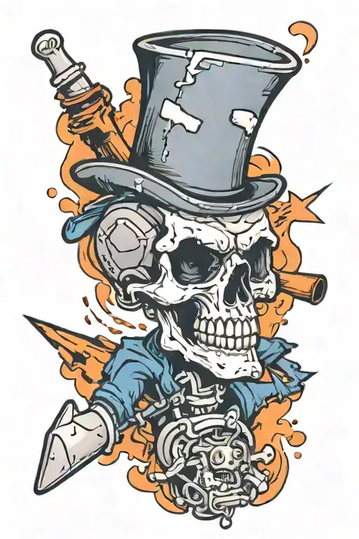 cartoon single broken bone tattoo design idea