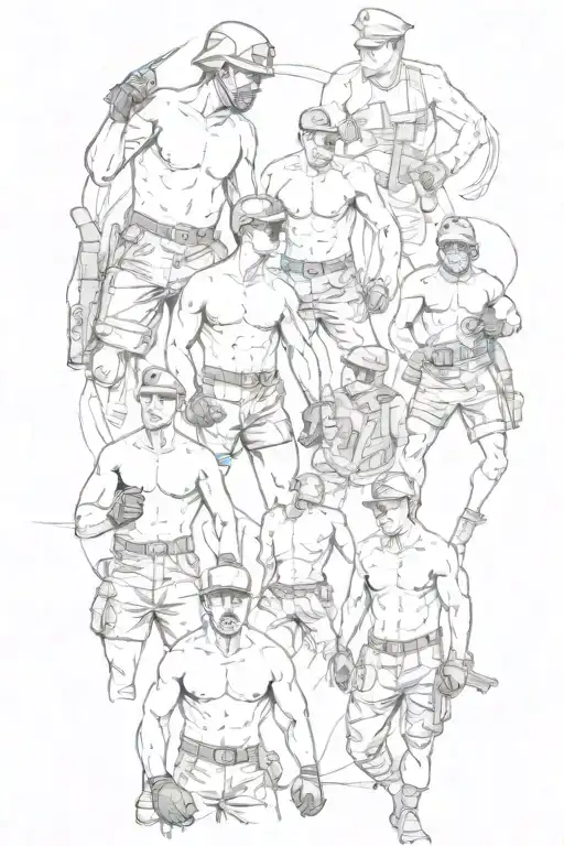 grunge inspired collage of boxers and soldiers  tattoo design idea