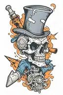 cartoon single broken bone tattoo design idea