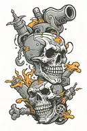 cartoon single broken bone tattoo design idea