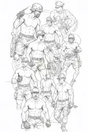 grunge inspired collage of boxers and soldiers  tattoo design idea