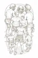 grunge inspired collage of boxers and soldiers  tattoo design idea