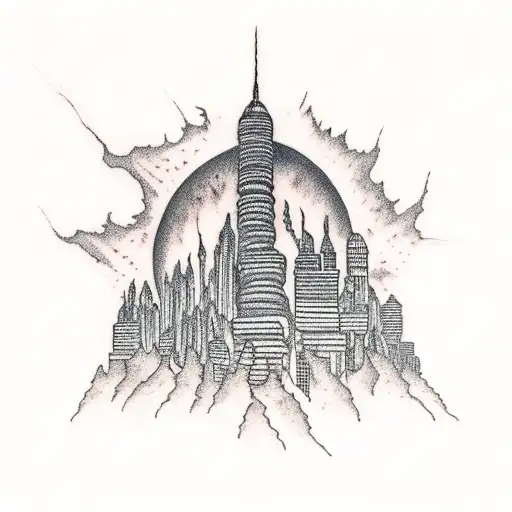 burning cities and napalm skies tattoo design idea