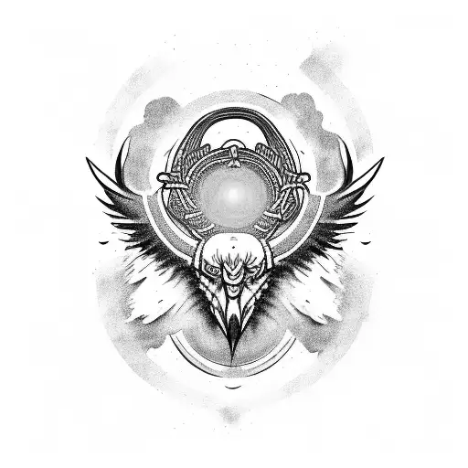 Odin’s head with his good eye having a teal blue glow and with his ravens on either side of his head tattoo design idea