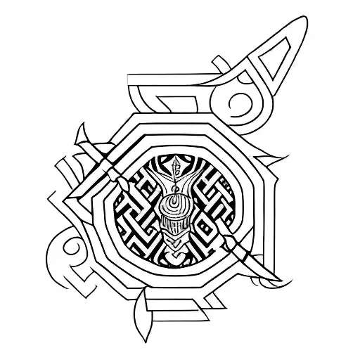  long tattoo of a sword with patterns  tattoo design idea