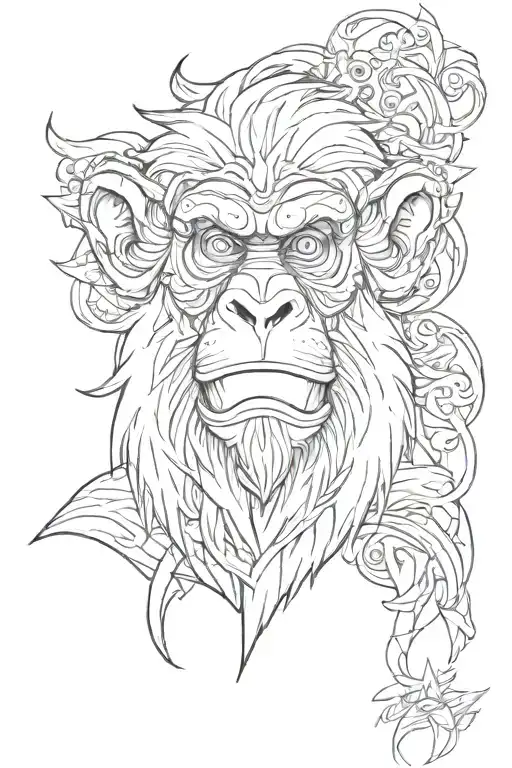 king monkey tattoo design idea