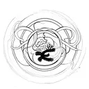 finger painted Ouroboros with yggdrasil in the center with burning ink tattoo design idea