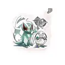 An academia-themed tattoo featuring a quill pen writing equations with Pokémon characters as mascots tattoo design idea