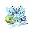 An academia-themed tattoo featuring a quill pen writing equations with Pokémon characters as mascots tattoo design idea