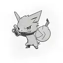 An academia-themed tattoo featuring a quill pen writing equations with Pokémon characters as mascots tattoo design idea