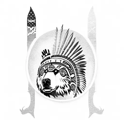 native america totem pole with bear,hawk, orca and wolf  tattoo design idea