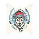 native america totem pole with bear,hawk, orca and wolf  tattoo design idea