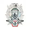 native america totem pole with bear,hawk, orca and wolf  tattoo design idea