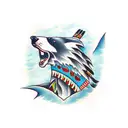 native america totem pole with bear,hawk, orca and wolf  tattoo design idea