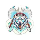native america totem pole with bear,hawk, orca and wolf  tattoo design idea