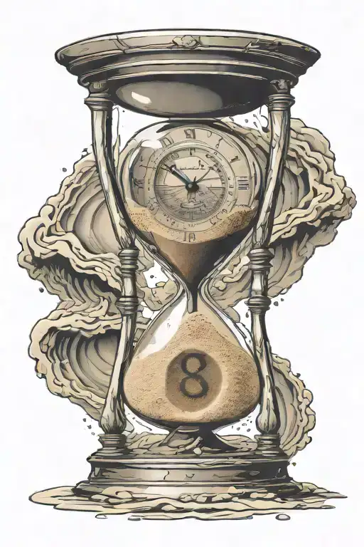 number 80, 8 is an hour glass with sand. 0 is a portal to another dimension. time travel themed tattoo design idea