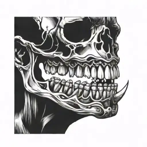 A wide-open human jaw without a skull.   tattoo design idea