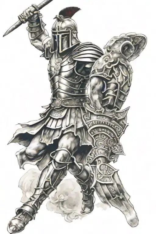 gladiator  surrounded by coliseum  tattoo design idea